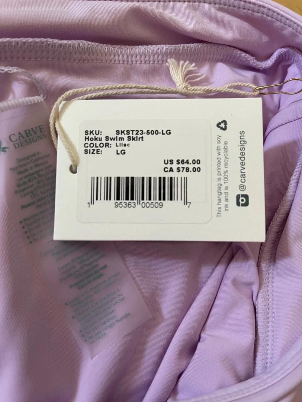 Carve Designs Lilac Hoku Swim Skirt with Side Tie Detail - Picture 5 of 8